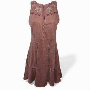 Taylor & Sage Dusty Rose Western Boho Velvety Dress W/ Beautiful Embroidery